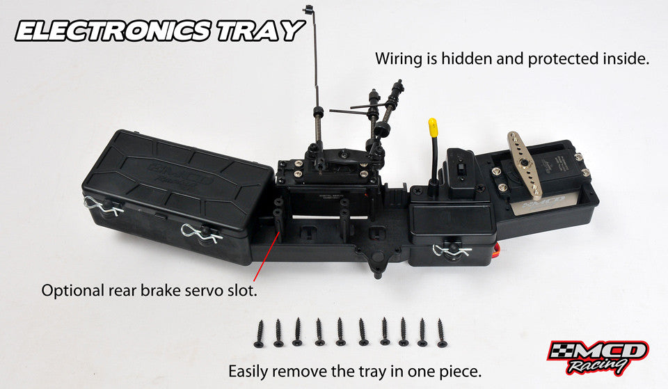 MCD Racing radio tray features