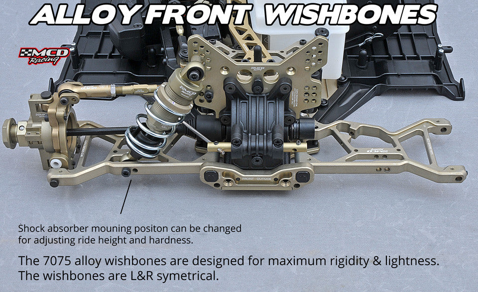 MCD XS5 hard anodized front suspension arms