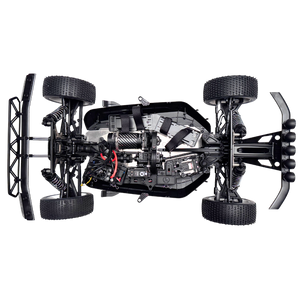 Mechanical model of a car chassis on a white background