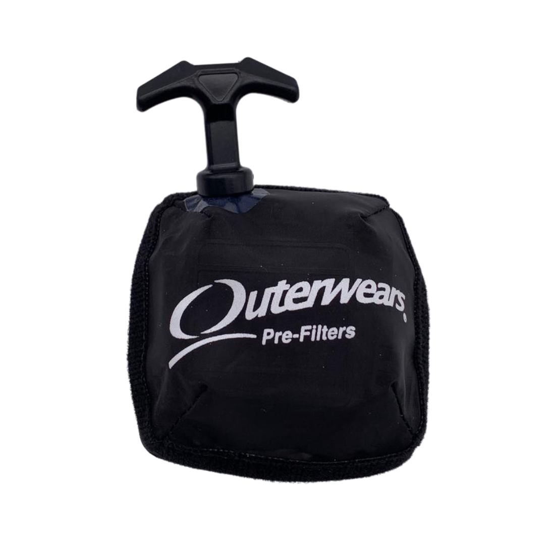 Black pre-filter with 'Outerwears' branding on a white background