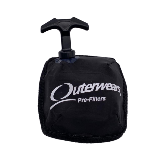 Black pre-filter with 'Outerwears' branding on a white background