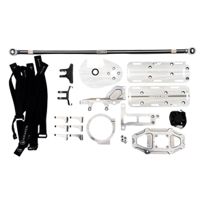 Set of mechanical components on a white background