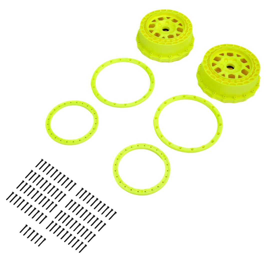 Losi Wheel and Beadlock Set, Yellow (2): 5IVE-T 3.0 [PRO287802]