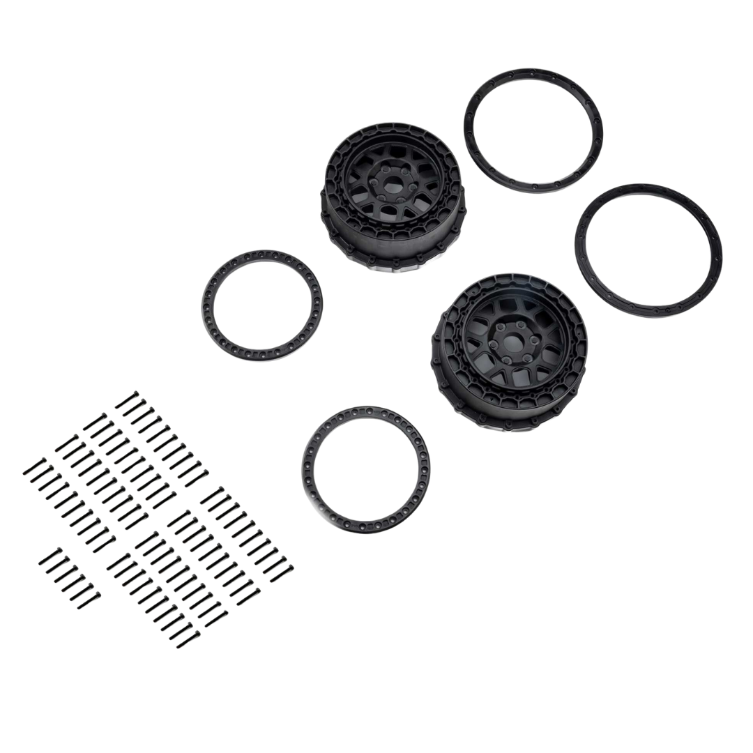 Losi Wheel and Beadlock Set, Black (2): 5IVE-T 3.0 [PRO287803]