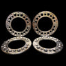 A set of four metal beadlocks designed for 1/5 scale wheels and tyres, displayed on a dark background.