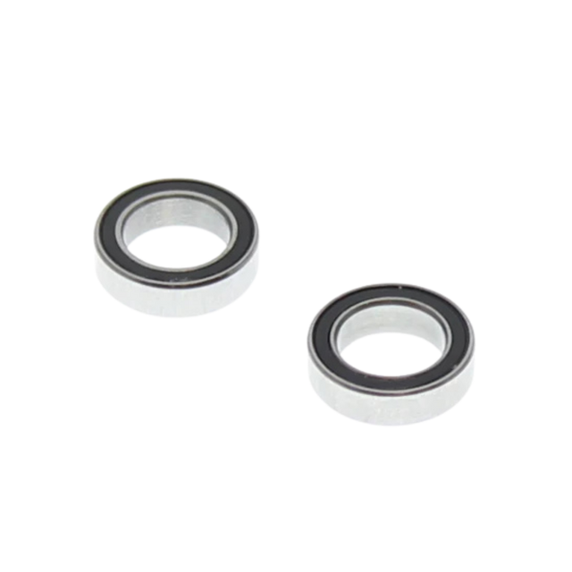 Two metal bearings on a white background