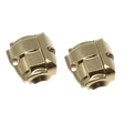 Two gold metal components on a white background