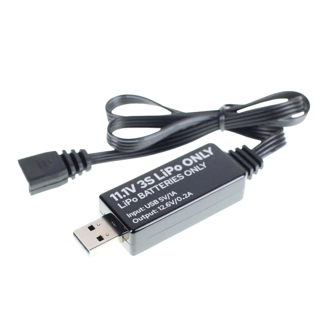 USB cable with electronic component on a white background