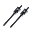 Two black metal components on a white background