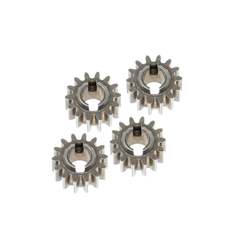 Four metal gears on a white background