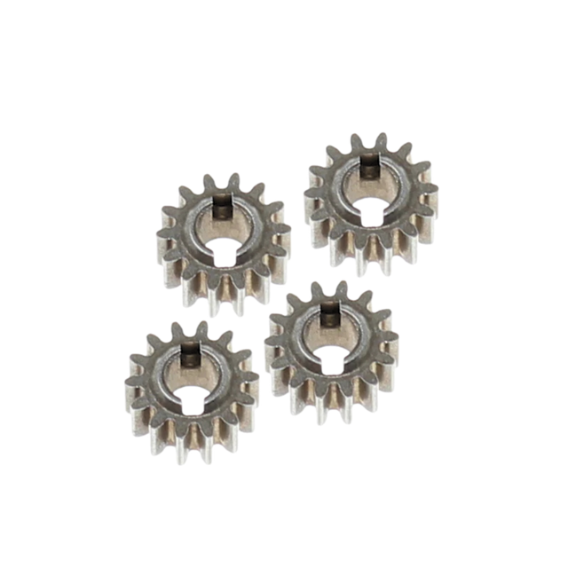 Four metal gears on a white background