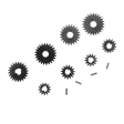 Set of black gears on a white background