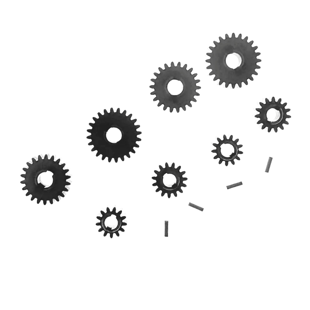 Set of black gears on a white background