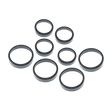 Set of black mechanical seals on a white background