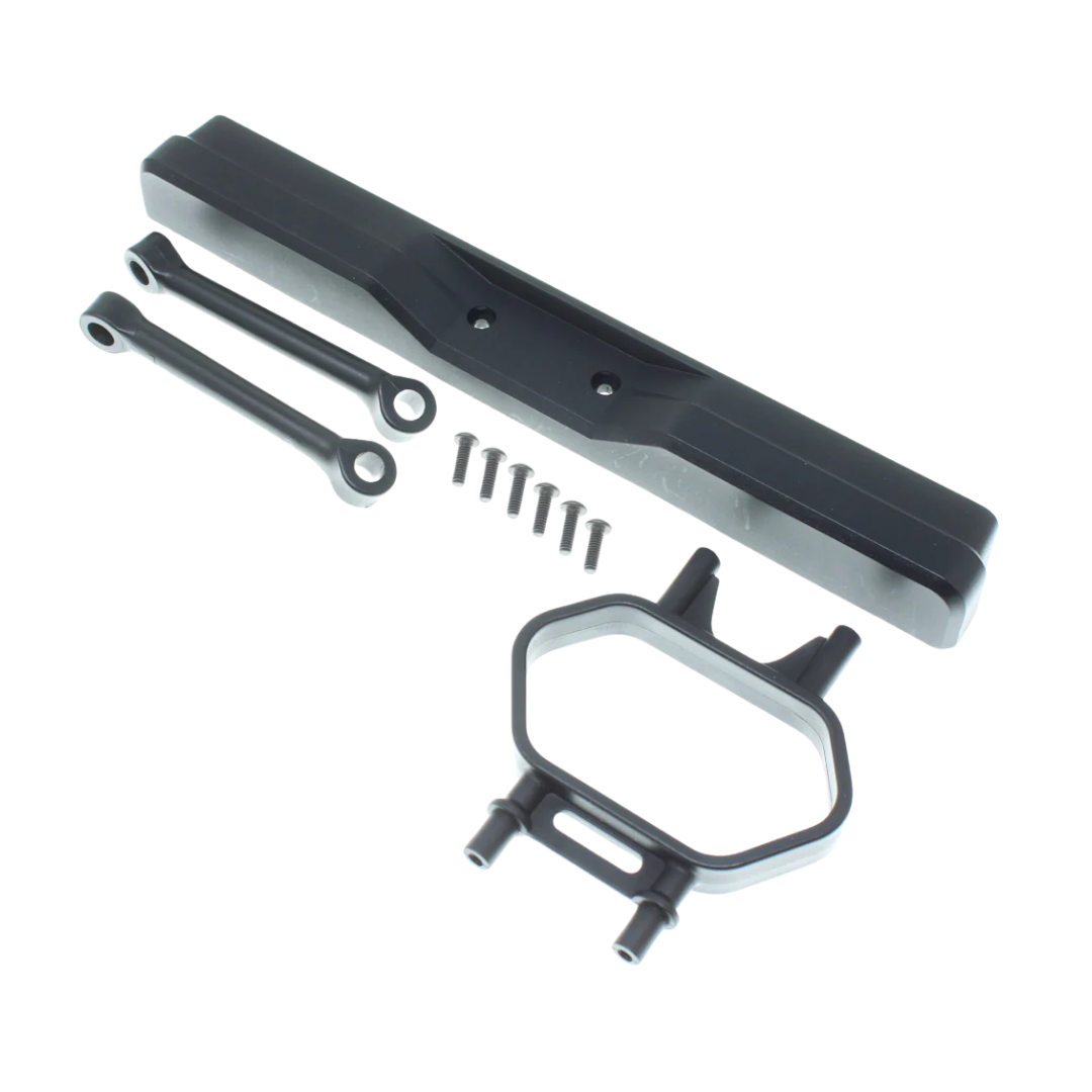 Set of mechanical components on a white background