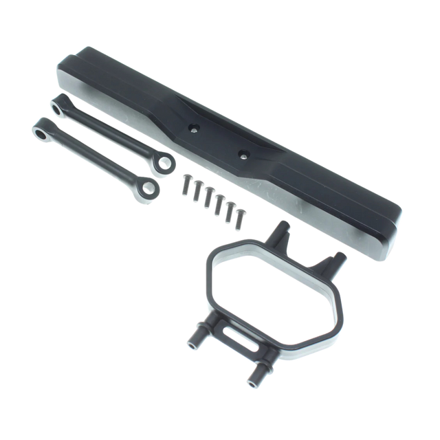Set of mechanical components on a white background