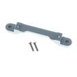 Metal bracket with two screws on a white background