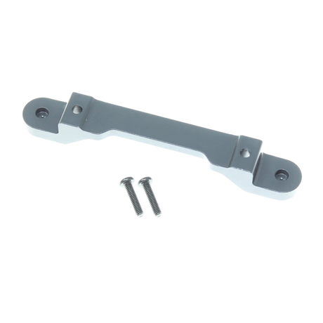 Metal bracket with two screws on a white background