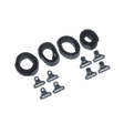 Set of black plastic clips and loops on a white background