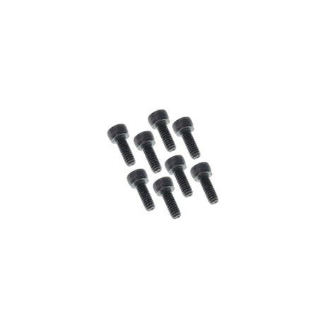 Set of black screws on a white background