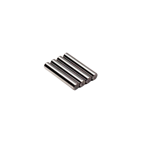 Four metallic cylindrical objects on a white background
