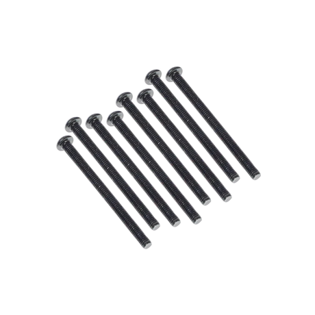 Set of black screws on a white background