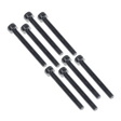 Set of black screws on a white background