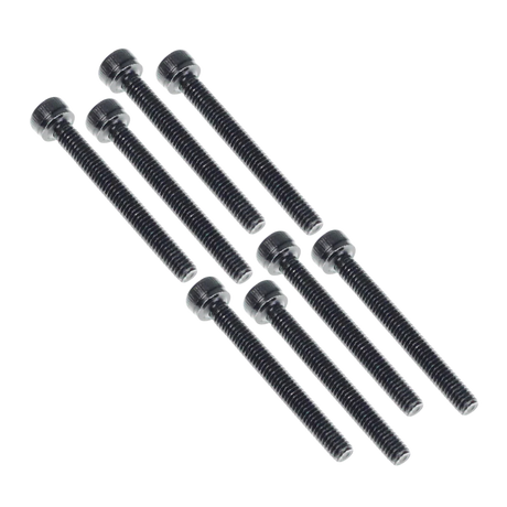 Set of black screws on a white background