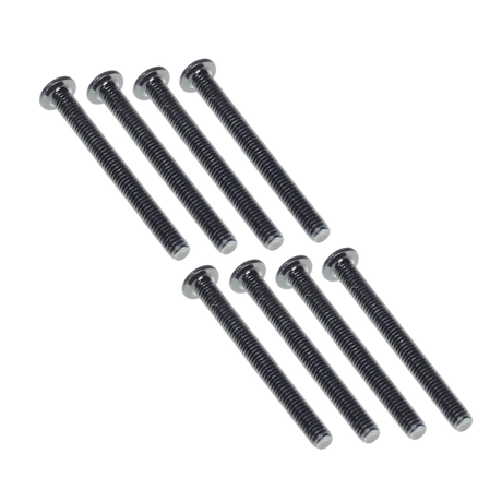 Set of black screws on a white background