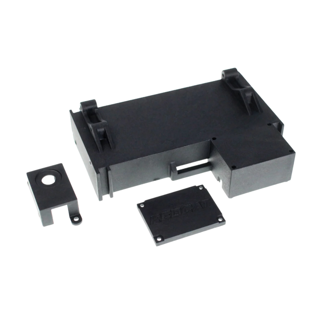Black electronic component on a white background