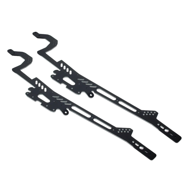 Black metal brackets on a white background