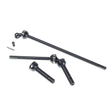 Set of black metal drive shafts on a white background