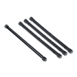 Set of four black metal rods on a white background