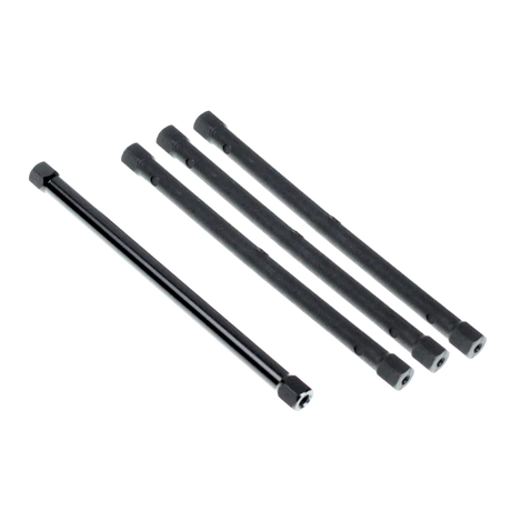 Set of four black metal rods on a white background