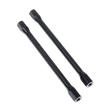Two black metal rods on a white background