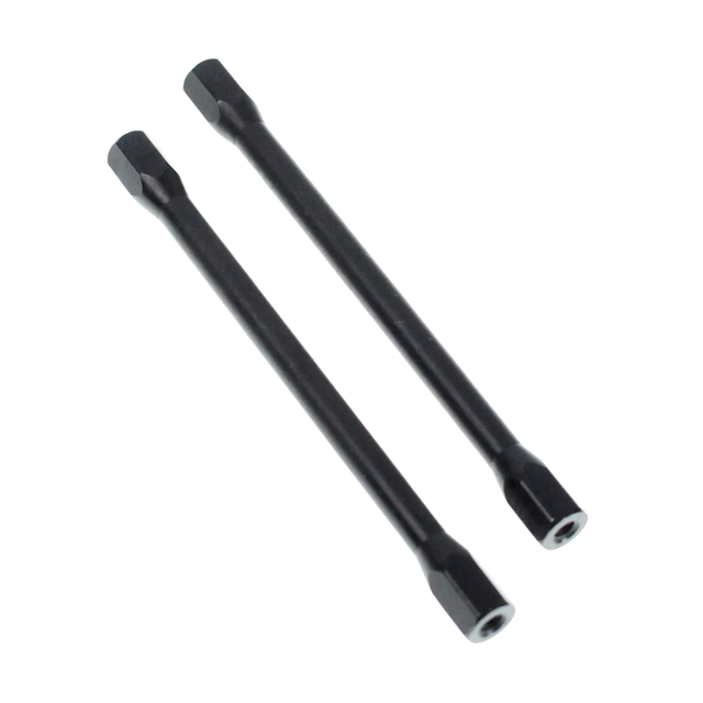 Two black metal rods on a white background