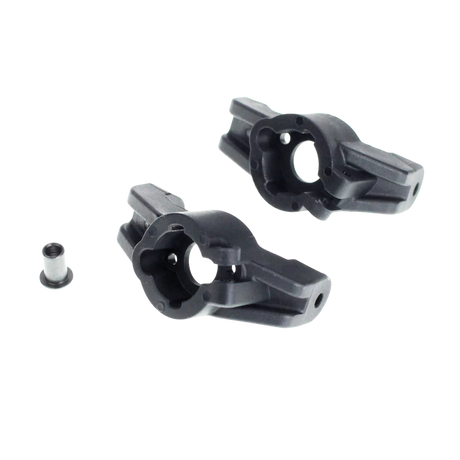 Two black mechanical components on a white background