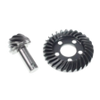 Two metal gears on a white background
