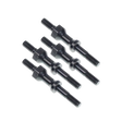 Set of black metal bolts on a white background