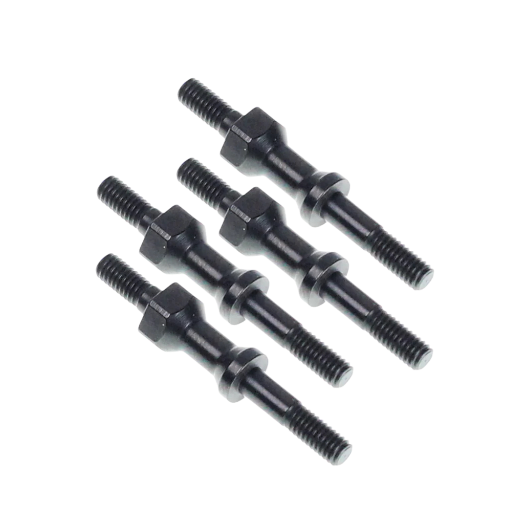 Set of black metal bolts on a white background
