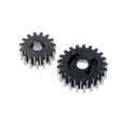 Two metal gears on a white background
