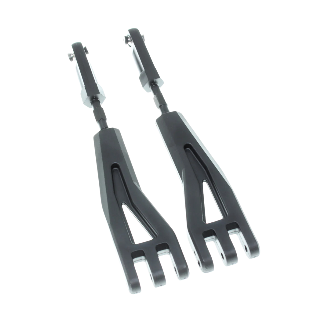 Two black suspension arms on a white background