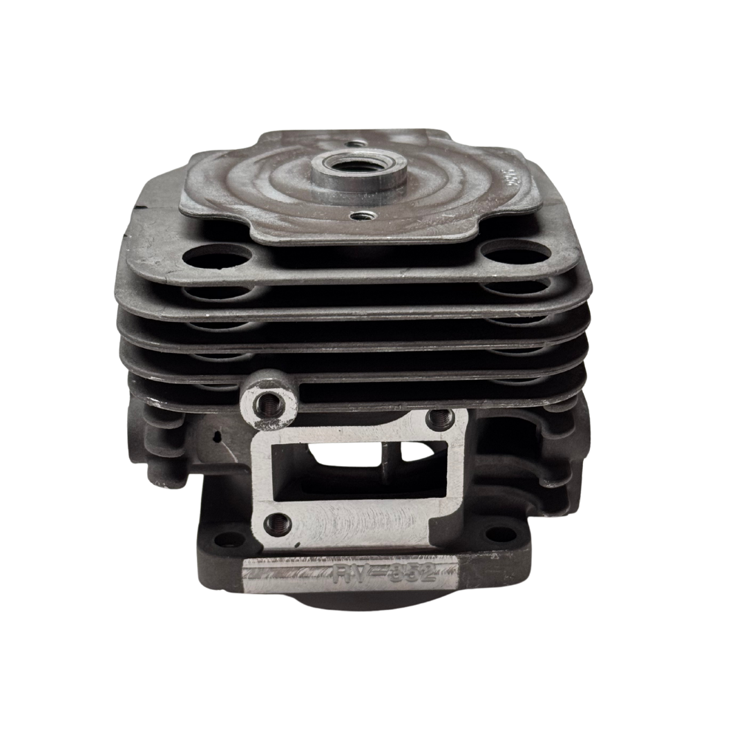 Front view of RV-Racing ported cylinder with RV-852 identification stamp