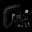 Black MCD silenced Exhaust system and mounts on a black background