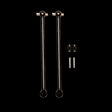 Two black metal CVD shafts with mounting hardware for a remote control vehicle.