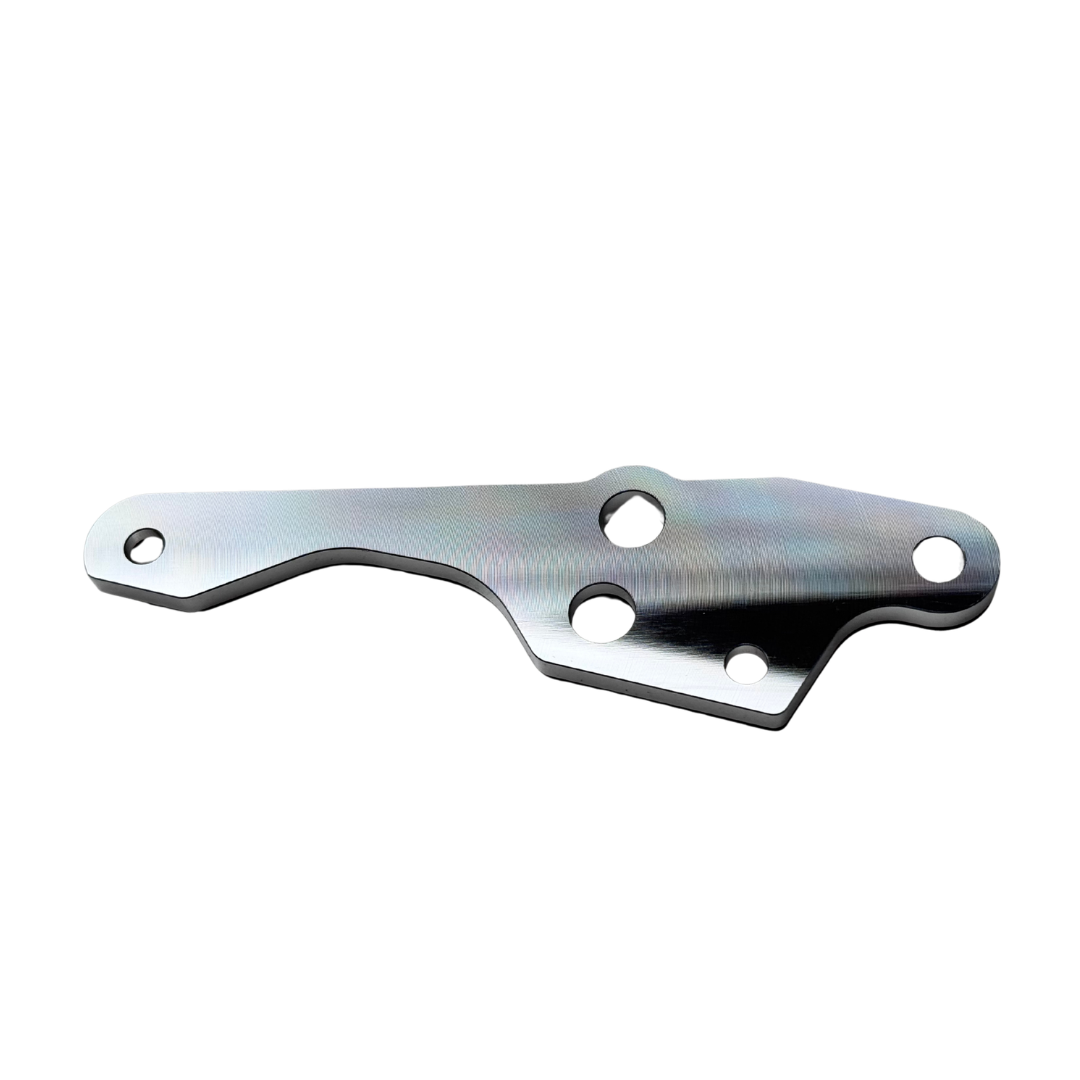 Underside view of Taylor 70cc twin RH engine brace in raw silver aluminium