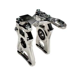 Taylor Losi 5ive-TG 3.0 raw silver billet centre diff mount assembled with sealed bearing visible in the mount half