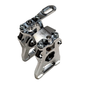 Taylor Losi 5ive-TG 3.0 raw silver billet centre diff mount assembled, showing engraved skull logo and socket cap screws