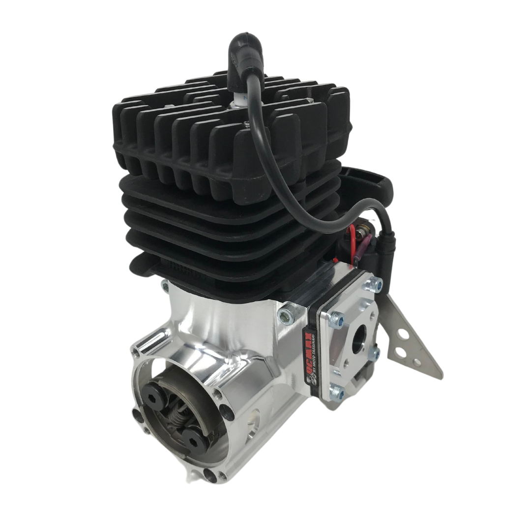 Black and silver engine on a white background