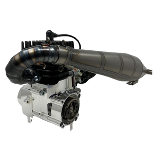Engine or motor with exhaust system on a white background